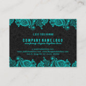 Eleganter Black & Turquoise Hochzeitsplaner Visitenkarte (Rückseite)