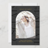 Eleganter Black Two Foto Abschluss Einladung (Vorderseite)