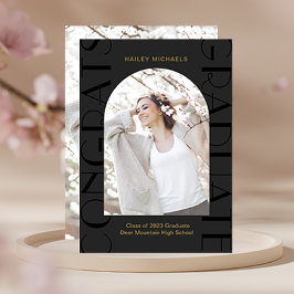 Eleganter Black Two Foto Abschluss Einladung