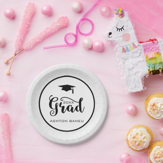 Eleganter Black Typografy-Abschluss Pappteller (Party)