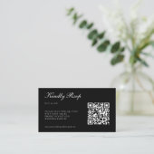 Eleganter Black UAWG QR Code Hochzeit Begleitkarte (Stehend Vorderseite)