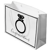 Eleganter Black Wedding Ring Glückwunsch Große Geschenktüte (Rückseite Schrägansicht)