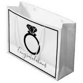 Eleganter Black Wedding Ring Glückwunsch Große Geschenktüte (Vorderseite Schrägansicht)