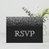 Eleganter Black & White Diamond Wedding RSVP Einladung (Stehend Vorderseite)