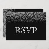 Eleganter Black & White Diamond Wedding RSVP Einladung (Vorne/Hinten)