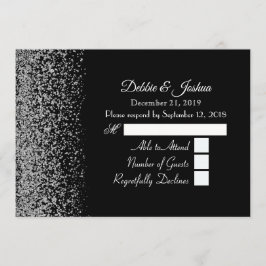 Eleganter Black & White Diamond Wedding RSVP Einladung