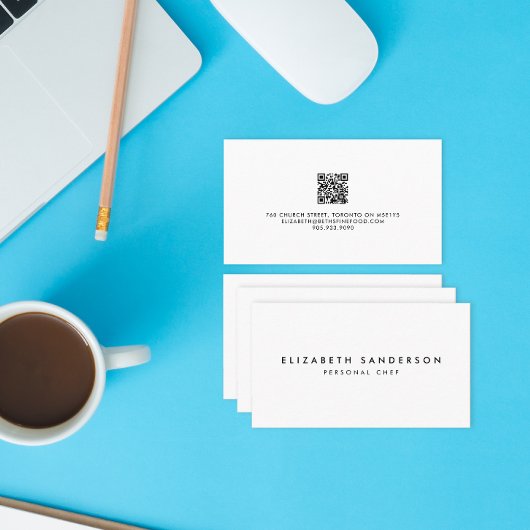 Eleganter Black & White Luxury Minimal QR CODE Visitenkarte