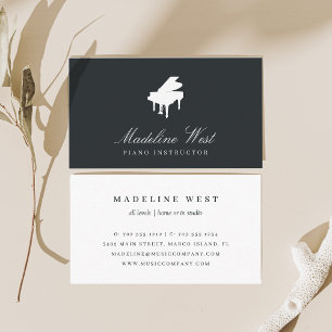 Eleganter Black & White Piano Instructor Visitenkarte