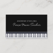 Eleganter Black & White Piano Keyer Musiklehrer Visitenkarte (Vorderseite)