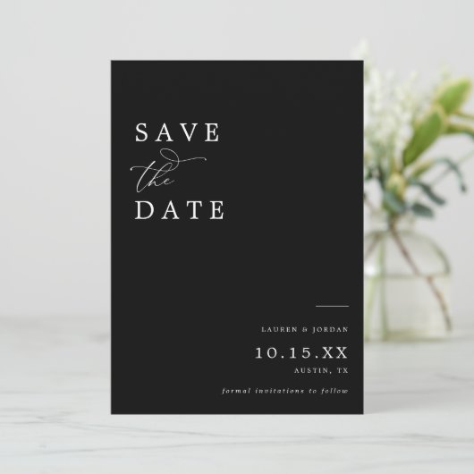 Eleganter Black & White Qr Code Hochzeit Save The Date (Stehend Vorderseite)