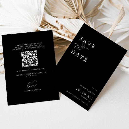 Eleganter Black & White Qr Code Hochzeit Save The Date