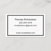 Eleganter Black & White Simple Template Consultant Visitenkarte (Rückseite)