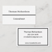 Eleganter Black & White Simple Template Consultant Visitenkarte (Vorne/Hinten)