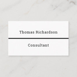 Eleganter Black & White Simple Template Consultant Visitenkarte