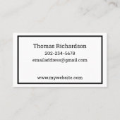 Eleganter Black & White Simple Template Consultant Visitenkarte (Rückseite)