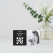 Eleganter Black & White Wedding Fotograf QR Code Visitenkarte (Stehend Vorderseite)