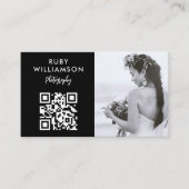 Eleganter Black & White Wedding Fotograf QR Code Visitenkarte (Vorderseite)