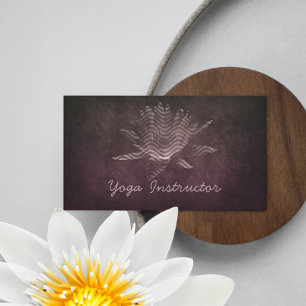 Eleganter Black & White YOGA Instructor Floral Lot Visitenkarte