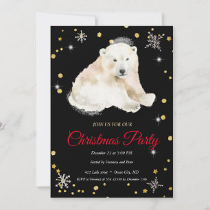 Eleganter BlackPolar Bär, Rahmen Weihnachten Einladung