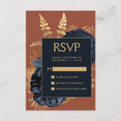 Eleganter Bläsernavy Blauer Rost Gold Hochzeit RSV Begleitkarte (Vorderseite)