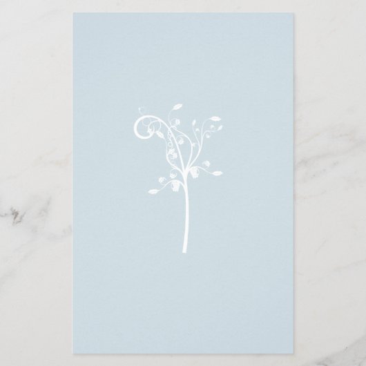 Eleganter blass hell Blaues Hochzeitmenü Flyer (Hinten)