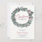 Eleganter, blau-blauer Weihnachtskranz Einladung (Vorderseite)