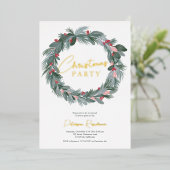 Eleganter, blau-blauer Weihnachtskranz Folieneinladung (Stehend vorne)