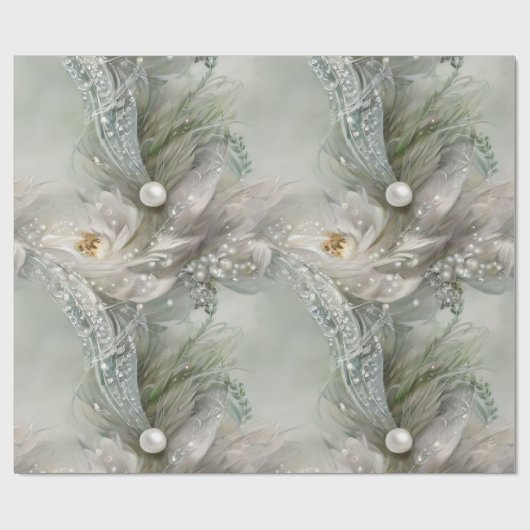 Eleganter Blau-, Grau- und Pearly-Wirbel Geschenkpapier (Flach)