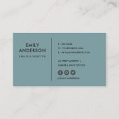 ELEGANTER BLAU GREEN GOLD FLORAL WATERCOLLE VISITENKARTE (Rückseite)