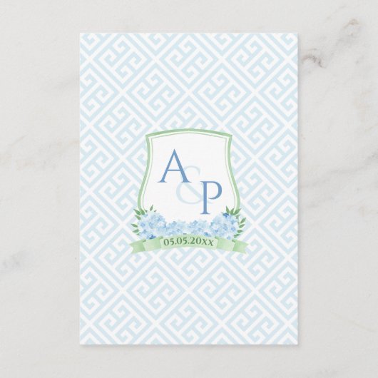 Eleganter blau-grüner QR Code Hochzeitsdetails Begleitkarte (Rückseite)