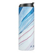 Eleganter BLAU PINK LILA IMITATE PERSONALISIERT Thermosbecher (Nach links gedreht)