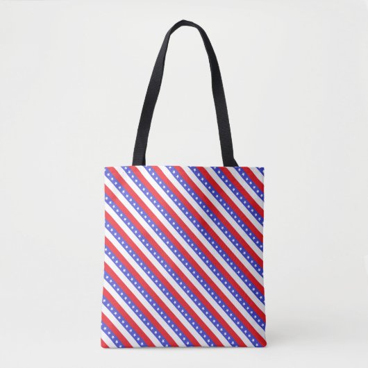 Eleganter blau-rot-weißer Diagonalstreifen Tasche (Vorderseite)
