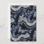 Eleganter Blau & Silver Glitzer Agate 60. Geburtst Einladung (Rückseite)