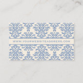 Eleganter Blau- und Cream Damask Letter D Visitenkarte (Rückseite)