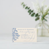 Eleganter Blau- und Cream Damask Letter D Visitenkarte (Stehend Vorderseite)