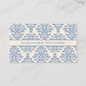 Eleganter Blau- und Cream Damask Letter S Visitenkarte (Rückseite)