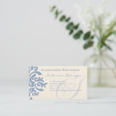 Eleganter Blau- und Cream Damask Letter S Visitenkarte (Stehend Vorderseite)