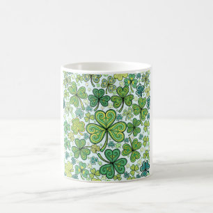 Eleganter Blau- und Grün-Kleeblatt-Schleifen-Muste Kaffeetasse