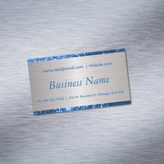Eleganter Blau- und Pinselsilber Magnetische Visitenkarte (Beispiel)