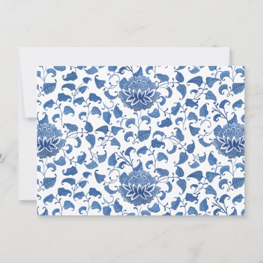 Eleganter Blau-Weiß-Ratschlag und "well Wishings C Einladung (Rückseite)