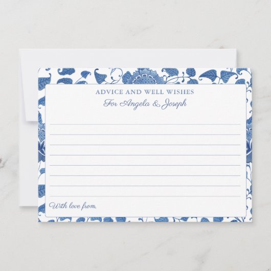 Eleganter Blau-Weiß-Ratschlag und "well Wishings C Einladung (Vorderseite)