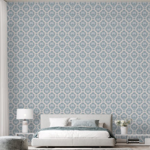 Eleganter blau-weißer Damaskus-Muster-Stift auf Pe Tapete