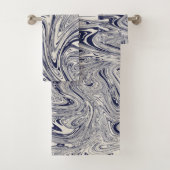 Eleganter blau-weißer Marmor Badhandtuch Set (Insitu)