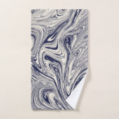 Eleganter blau-weißer Marmor Badhandtuch Set (Handtuch)