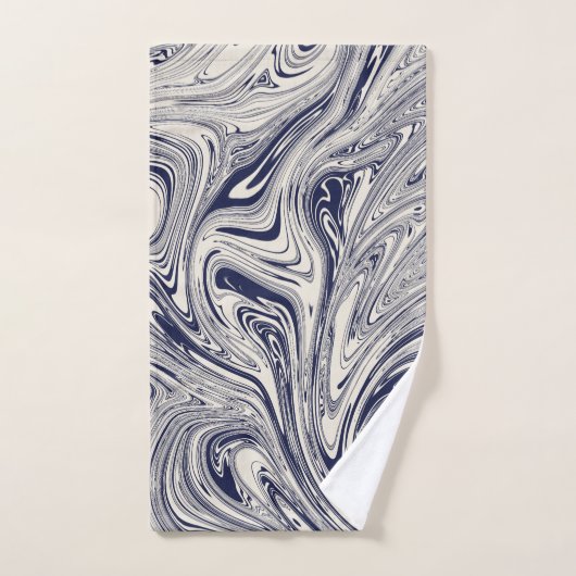 Eleganter blau-weißer Marmor Badhandtuch Set (Handtuch)