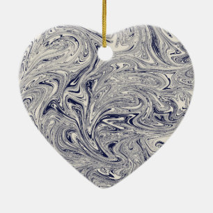 Eleganter blau-weißer Marmor Keramik Ornament