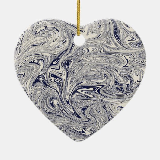 Eleganter blau-weißer Marmor Keramik Ornament (Hinten)