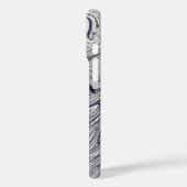 Eleganter blau-weißer Marmorwirl Case-Mate iPhone Hülle (Rückseite / Links)