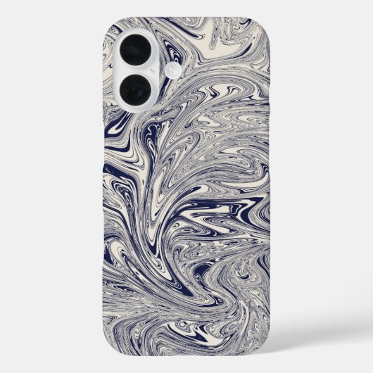 Eleganter blau-weißer Marmorwirl Case-Mate iPhone Hülle (Rückseite)
