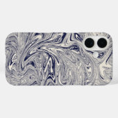 Eleganter blau-weißer Marmorwirl Case-Mate iPhone Hülle (Rückseite (Horizontal))